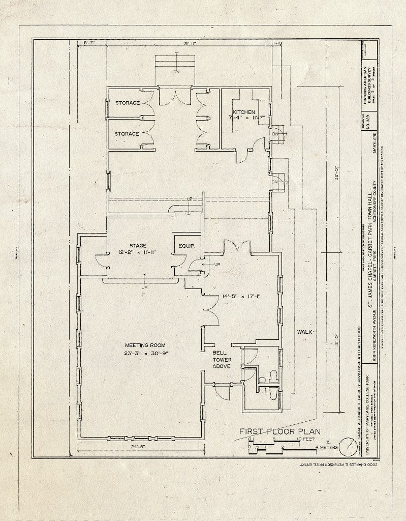 Blueprint HABS MD,16-GARPK,5- (Sheet 3 of 3) - St. James Chapel, 10814 Kenilworth Avenue, Garrett Park, Montgomery County, MD