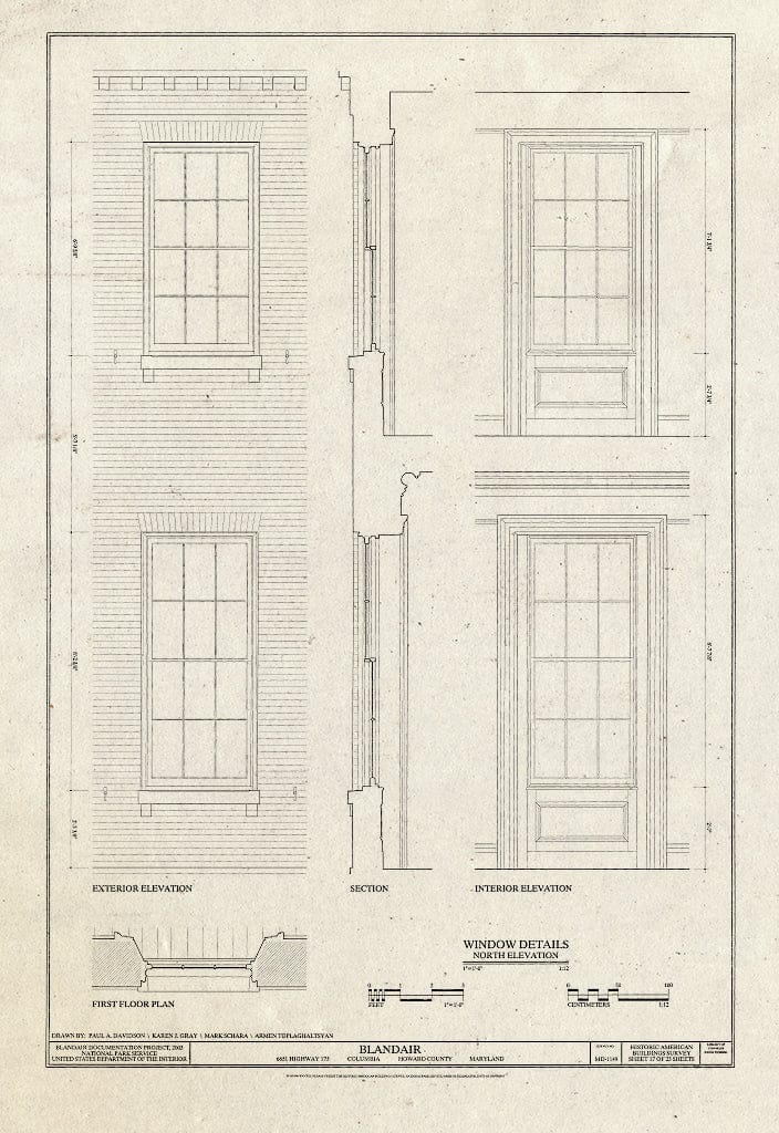 Blueprint HABS MD-1149 (Sheet 17 of 23) - Blandair, 6651 Highway 175, Columbia, Howard County, MD