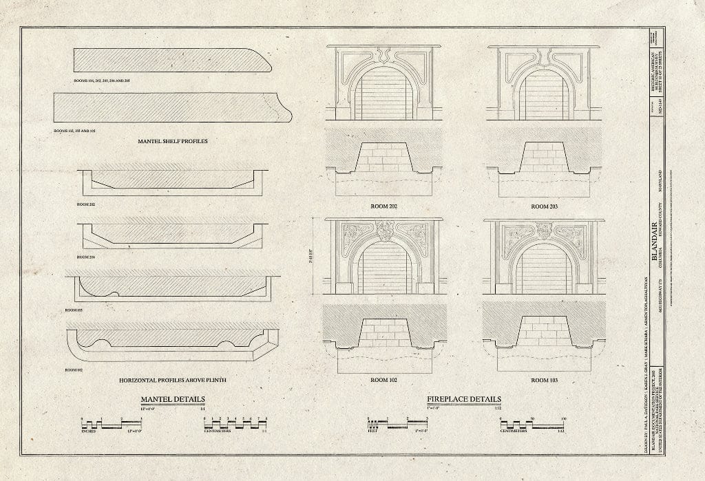 Blueprint HABS MD-1149 (Sheet 18 of 23) - Blandair, 6651 Highway 175, Columbia, Howard County, MD