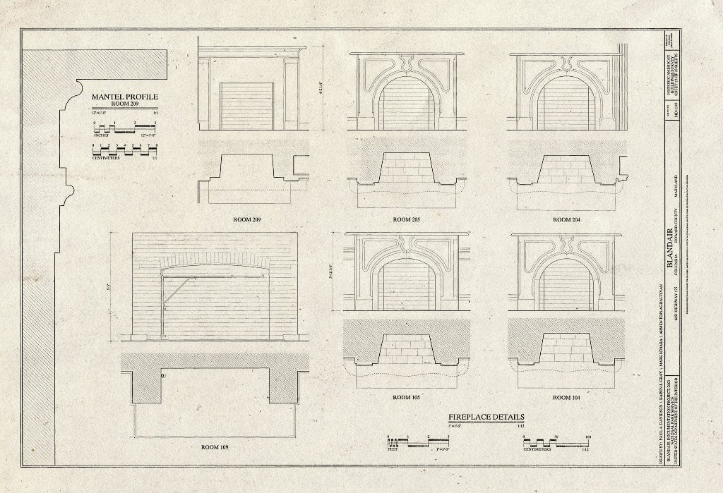 Blueprint HABS MD-1149 (Sheet 19 of 23) - Blandair, 6651 Highway 175, Columbia, Howard County, MD
