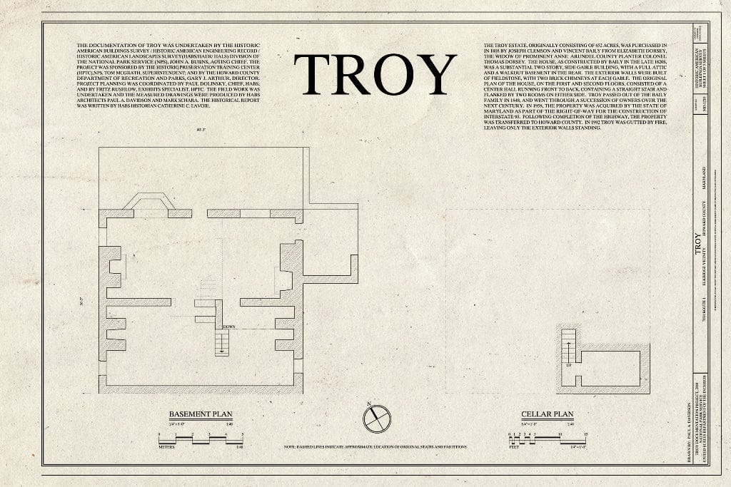 Blueprint HABS MD-1210 (Sheet 1 of 5) - Troy, 7150 Route 1, Elkridge, Howard County, MD