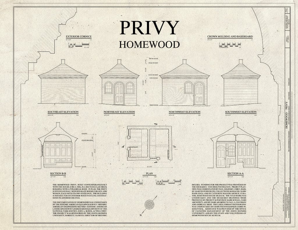Blueprint HABS MD-35-A (Sheet 1 of 1) - Homewood, Privy, North Charles & Thirty-Fourth Streets, Baltimore, Independent City, MD