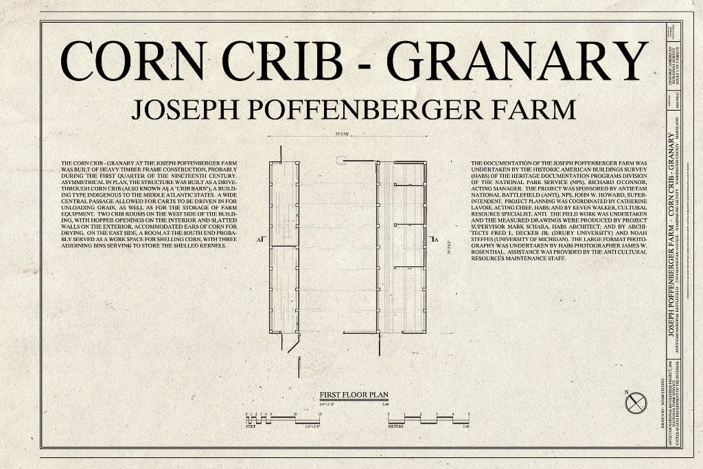 Blueprint Title, First Floor Plan - Joseph Poffenberger Farm, Corn Crib - Granary, 17834 Mansfield Avenue, Sharpsburg, Washington County, MD