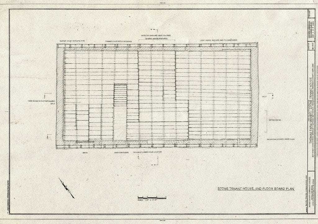 Blueprint Second Floor Board Plan - Thomas Farm, Stone Tenant House, 4632 Araby Church Road, Frederick, Frederick County, MD