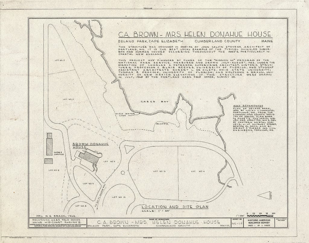 Blueprint HABS ME,3-Capel,1- (Sheet 1 of 6) - Brown-Donahue House, Delano Park, Cape Elizabeth, Cumberland County, ME
