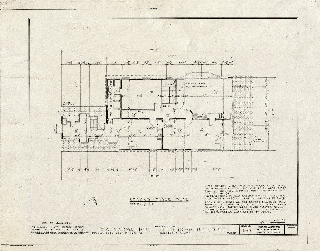 Blueprint HABS ME,3-Capel,1- (Sheet 3 of 6) - Brown-Donahue House, Delano Park, Cape Elizabeth, Cumberland County, ME