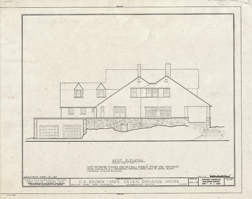Blueprint HABS ME,3-Capel,1- (Sheet 4 of 6) - Brown-Donahue House, Delano Park, Cape Elizabeth, Cumberland County, ME