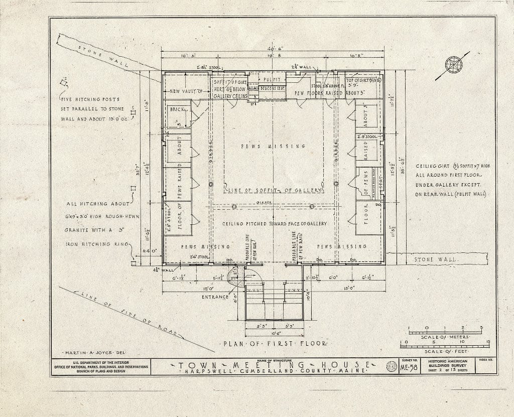 Blueprint HABS ME,3-HARP,1- (Sheet 2 of 13) - Old Town & Meeting House, State Route 123, South Harpswell, Cumberland County, ME