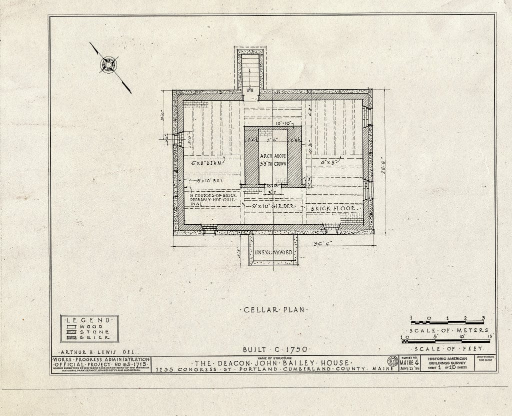 Blueprint HABS ME,3-Port,9- (Sheet 1 of 10) - Deacon John Bailey House, 1235 Congress Street, Portland, Cumberland County, ME