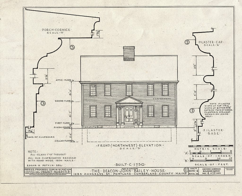 Blueprint HABS ME,3-Port,9- (Sheet 4 of 10) - Deacon John Bailey House, 1235 Congress Street, Portland, Cumberland County, ME
