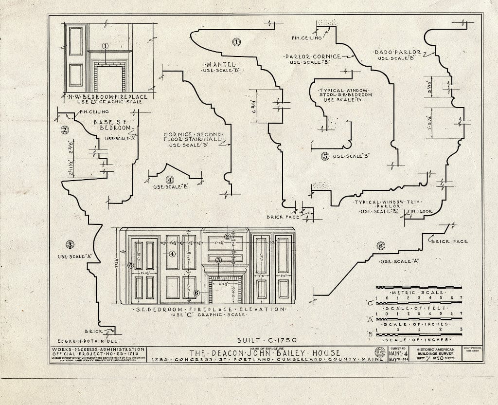 Blueprint HABS ME,3-Port,9- (Sheet 7 of 10) - Deacon John Bailey House, 1235 Congress Street, Portland, Cumberland County, ME