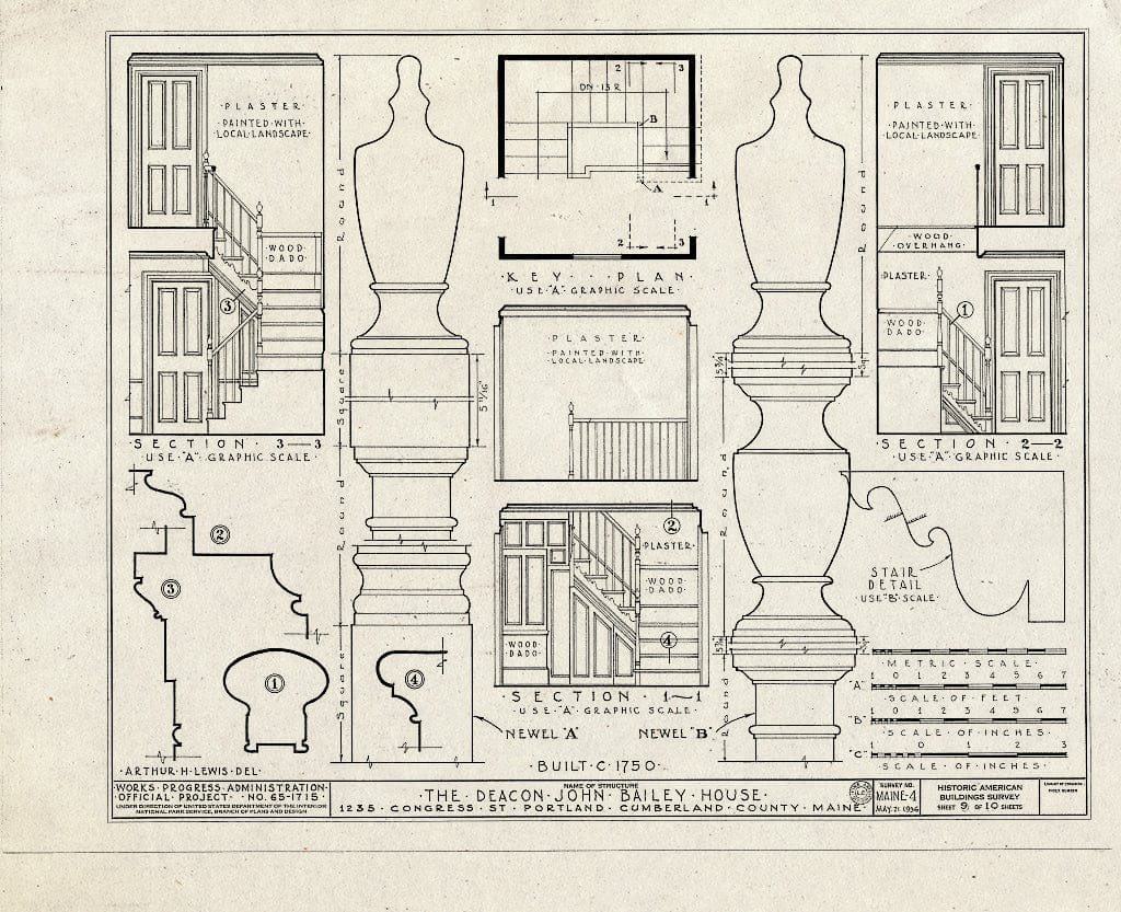 Blueprint HABS ME,3-Port,9- (Sheet 9 of 10) - Deacon John Bailey House, 1235 Congress Street, Portland, Cumberland County, ME