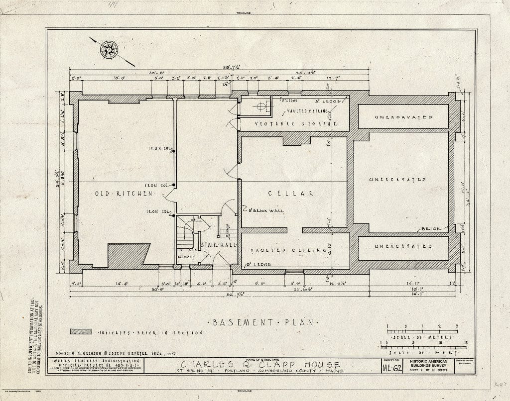 Blueprint HABS ME,3-Port,19- (Sheet 2 of 12) - Charles Q. Clapp House, 97 Spring Street, Portland, Cumberland County, ME