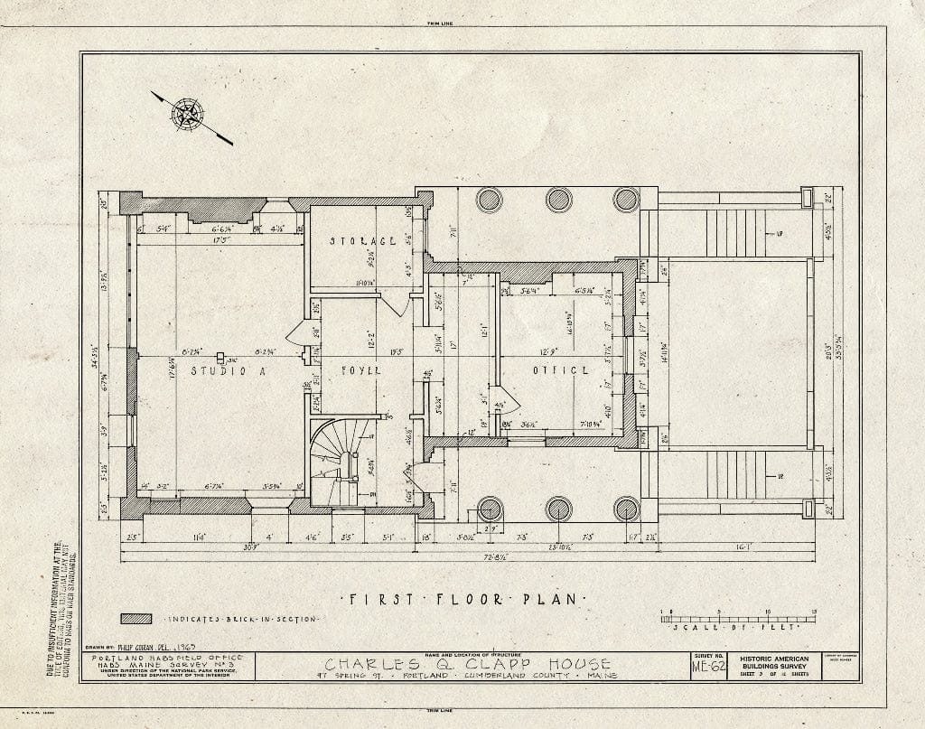 Blueprint HABS ME,3-Port,19- (Sheet 3 of 12) - Charles Q. Clapp House, 97 Spring Street, Portland, Cumberland County, ME