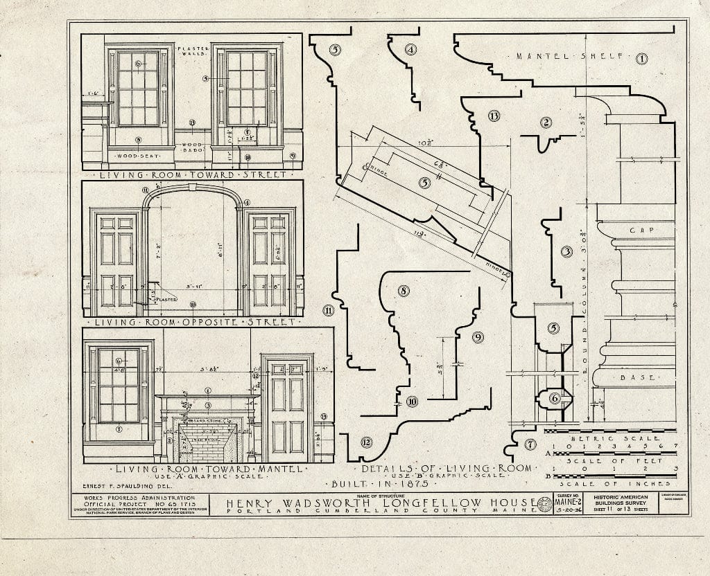 Blueprint HABS ME,3-Port,8- (Sheet 11 of 13) - Henry Wadsworth Longfellow House, 487 Congress Street, Portland, Cumberland County, ME