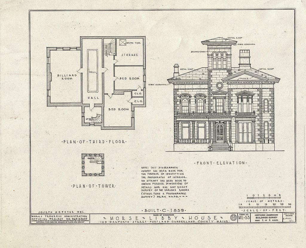 Blueprint HABS ME,3-Port,15- (Sheet 2 of 2) - Morse-Libby House, 109 Danforth Street, Portland, Cumberland County, ME