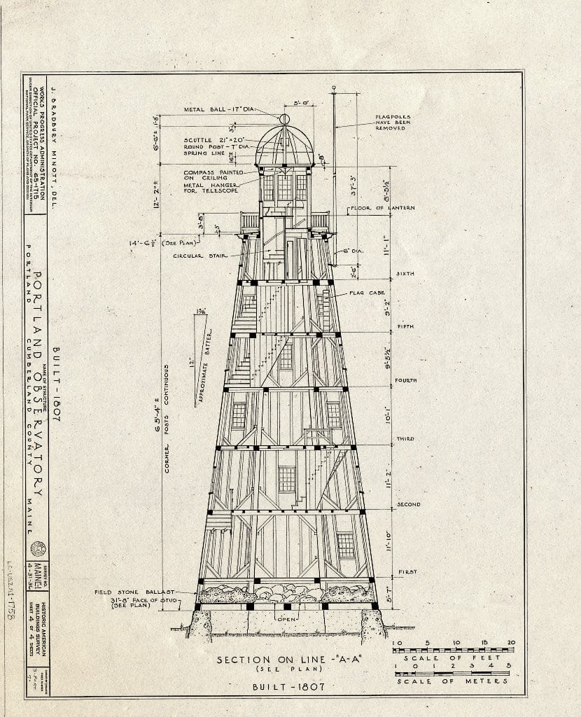 Blueprint HABS ME,3-Port,7- (Sheet 4 of 4) - Portland Observatory, 138 Congress Street, Portland, Cumberland County, ME