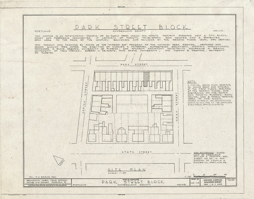 Blueprint HABS ME,3-Port,23 (Sheet 1 of 4) - Park Street Block, Park, Spring & Gray Streets, Portland, Cumberland County, ME
