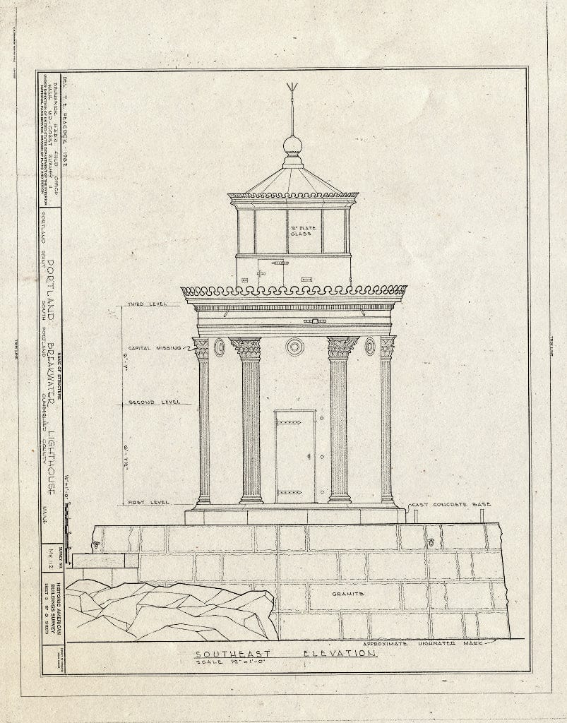 Blueprint HABS ME,3-Ports,1- (Sheet 3 of 3) - Portland Breakwater Lighthouse, Northeast end of Portland Breakwater, Portland Harbor, South Portland, Cumberland County, ME