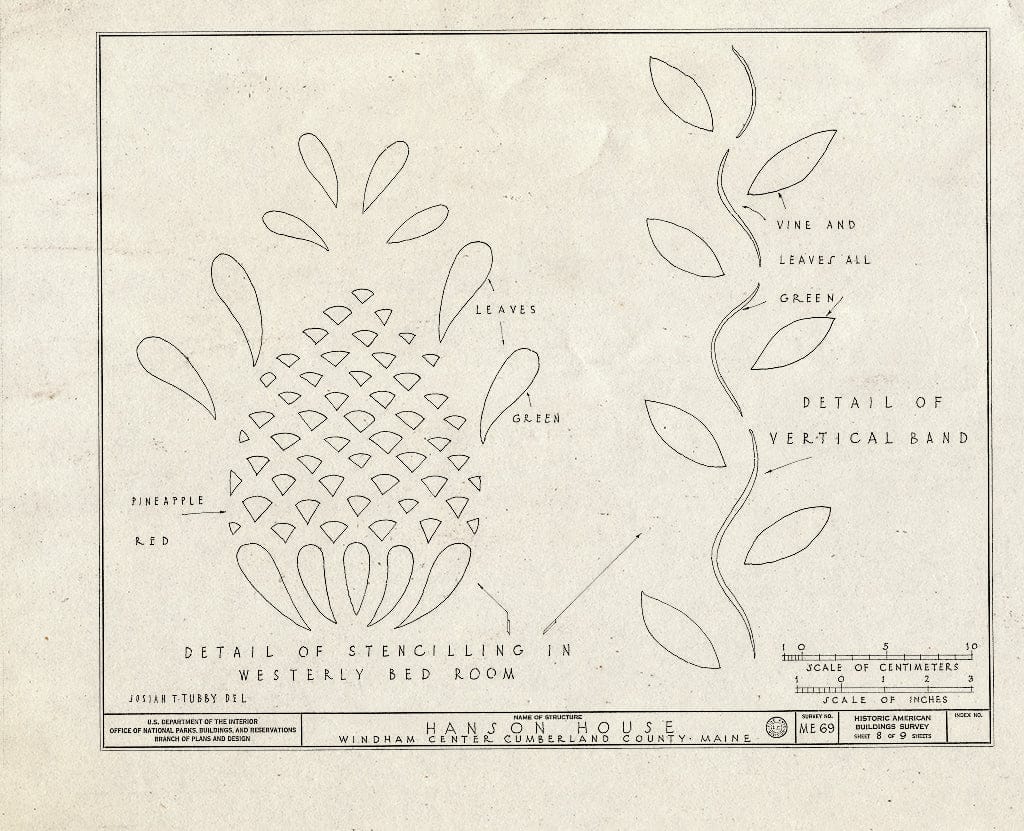 Blueprint HABS ME,3-Wind.V,1- (Sheet 8 of 9) - Hanson House, Albion Road, Windham Center, Cumberland County, ME