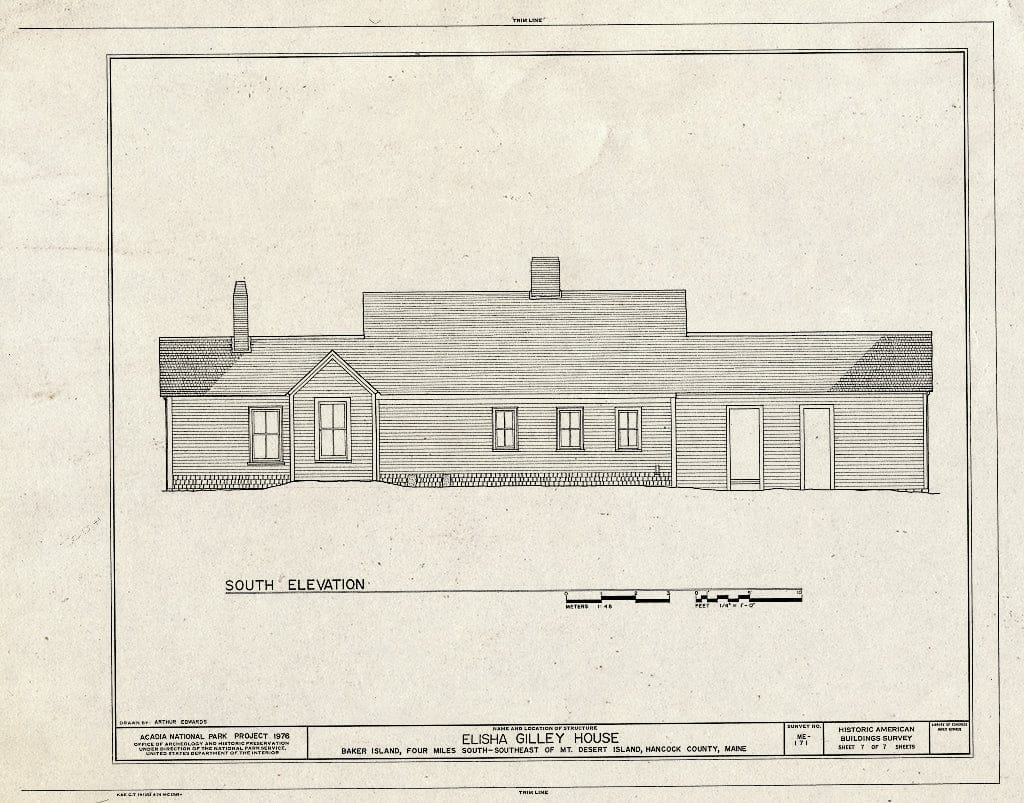 Blueprint HABS ME,5-BAKIS,2- (Sheet 7 of 7) - Elisha Gilley House, Bar Harbor, Hancock County, ME