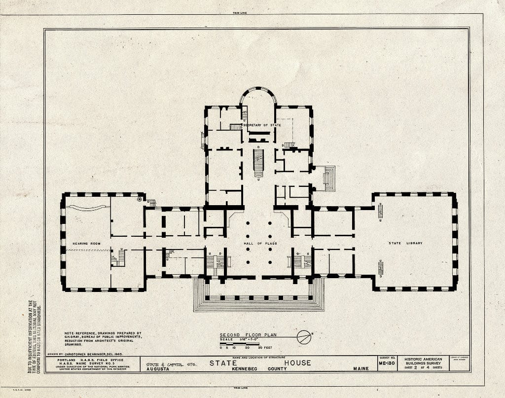Blueprint HABS ME,6-AUG,2- (Sheet 2 of 4) - Maine State House, State & Capitol Streets, Augusta, Kennebec County, ME
