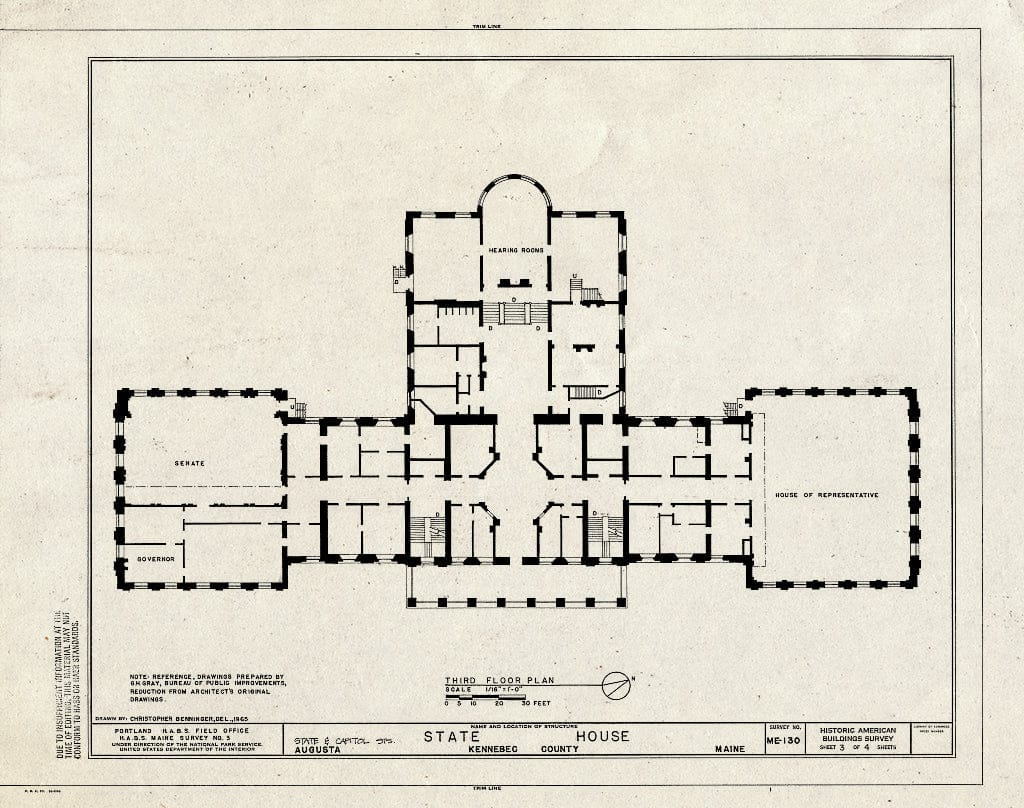 Blueprint HABS ME,6-AUG,2- (Sheet 3 of 4) - Maine State House, State & Capitol Streets, Augusta, Kennebec County, ME