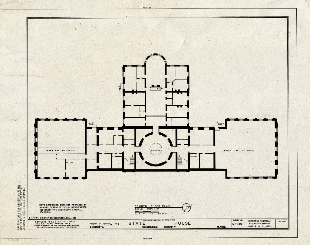 Blueprint HABS ME,6-AUG,2- (Sheet 4 of 4) - Maine State House, State & Capitol Streets, Augusta, Kennebec County, ME