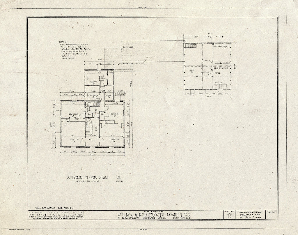 Blueprint HABS ME,7-ROCLA,1- (Sheet 2 of 2) - William A. Farnsworth Homestead, 21 Elm Street, Rockland, Knox County, ME