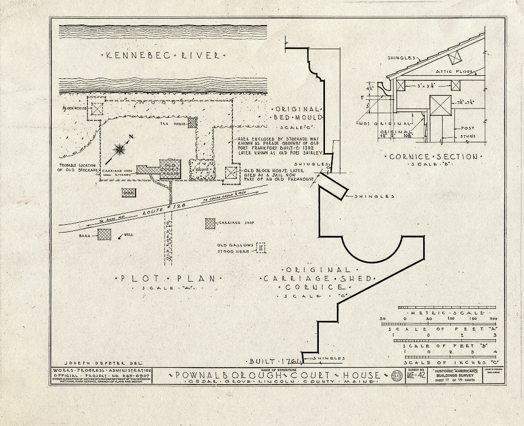 Blueprint HABS ME,8-CEGRO,1- (Sheet 11 of 19) - Pownalborough Court House, State Route 128, Cedar Grove, Lincoln County, ME