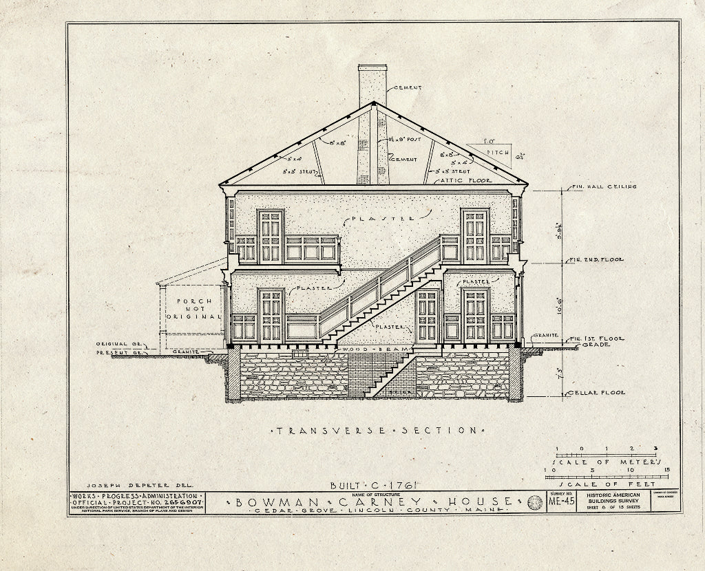 Blueprint HABS ME,8-CEGRO,2- (Sheet 8 of 15) - Bowman-Carney House, State Route 128, Cedar Grove, Lincoln County, ME