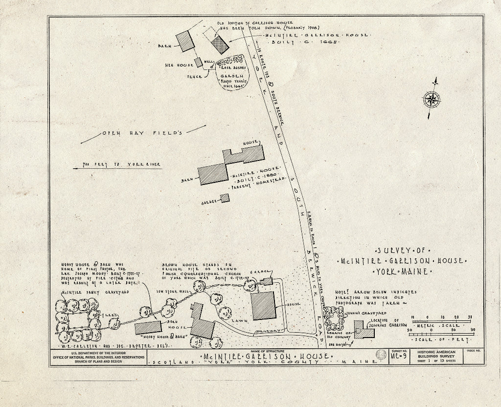 Blueprint HABS ME,16-Bern.V,1- (Sheet 1 of 13) - McIntire-Garrison House, South Berwick Road (State Route 91), Scotland, York County, ME