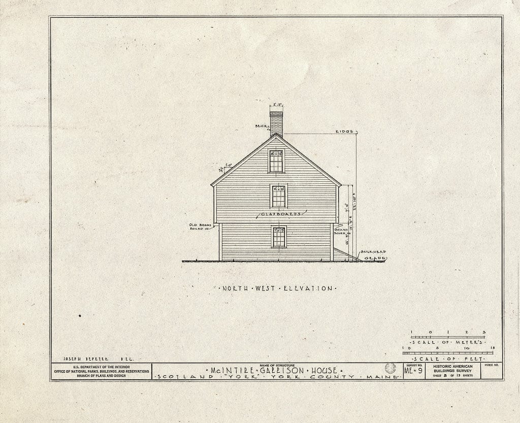 Blueprint HABS ME,16-Bern.V,1- (Sheet 8 of 13) - McIntire-Garrison House, South Berwick Road (State Route 91), Scotland, York County, ME