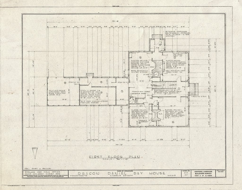Blueprint HABS ME,8-DAMARM,2- (Sheet 2 of 6) - Daniel Day House, East Side of Bristol Road (State Route 129), South of U.S. Route 1, Damariscotta Mills, Lincoln County, ME