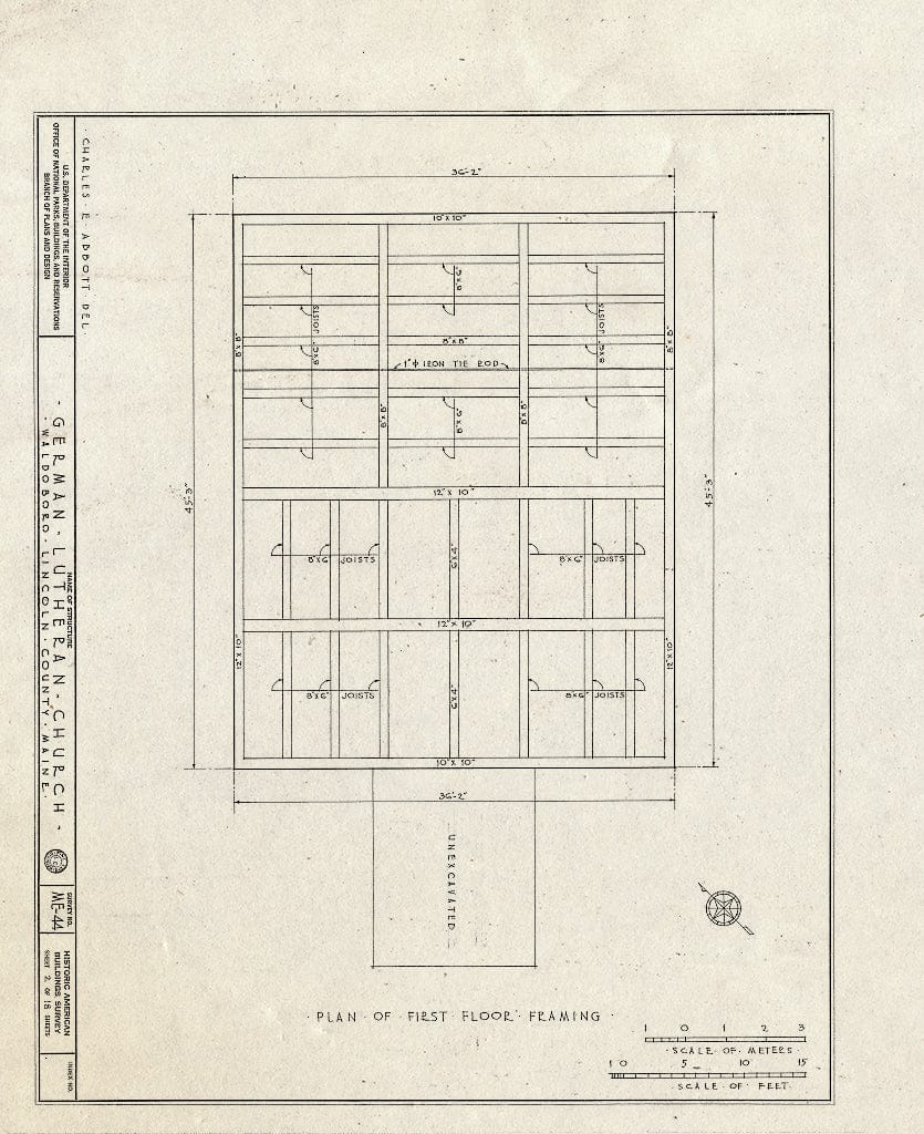 Blueprint HABS ME,8-WABO,1- (Sheet 2 of 18) - German Lutheran Church, State Route 32, Waldoboro, Lincoln County, ME