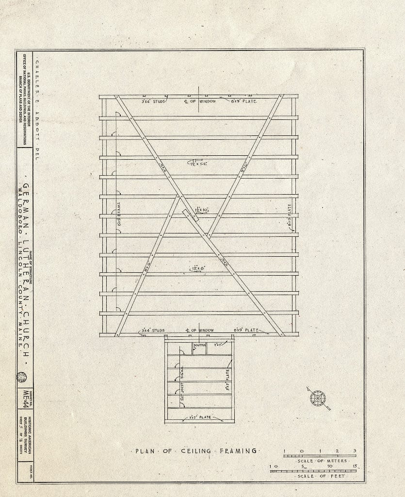 Blueprint HABS ME,8-WABO,1- (Sheet 5 of 18) - German Lutheran Church, State Route 32, Waldoboro, Lincoln County, ME
