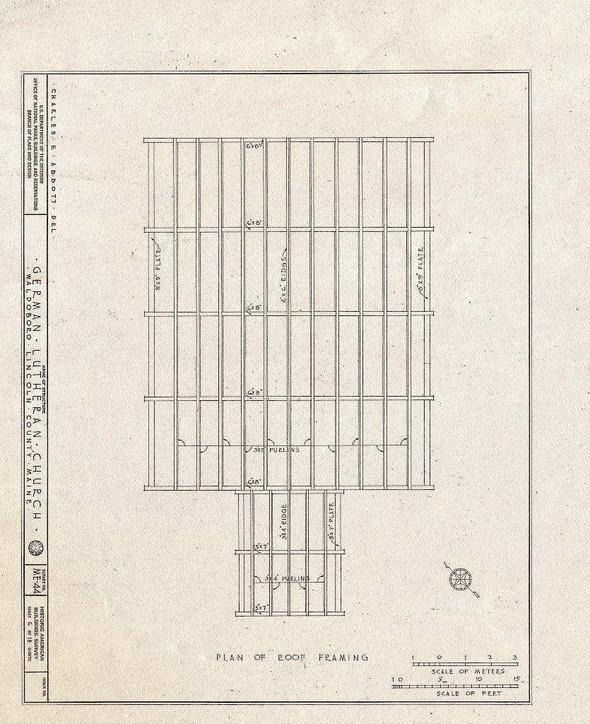 Blueprint HABS ME,8-WABO,1- (Sheet 6 of 18) - German Lutheran Church, State Route 32, Waldoboro, Lincoln County, ME