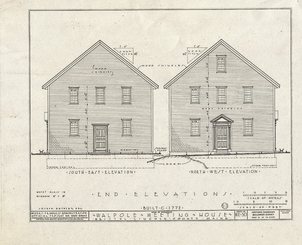 Blueprint HABS ME,8-WALP,1- (Sheet 6 of 19) - Walpole Meeting House, State Route 129, Walpole, Lincoln County, ME