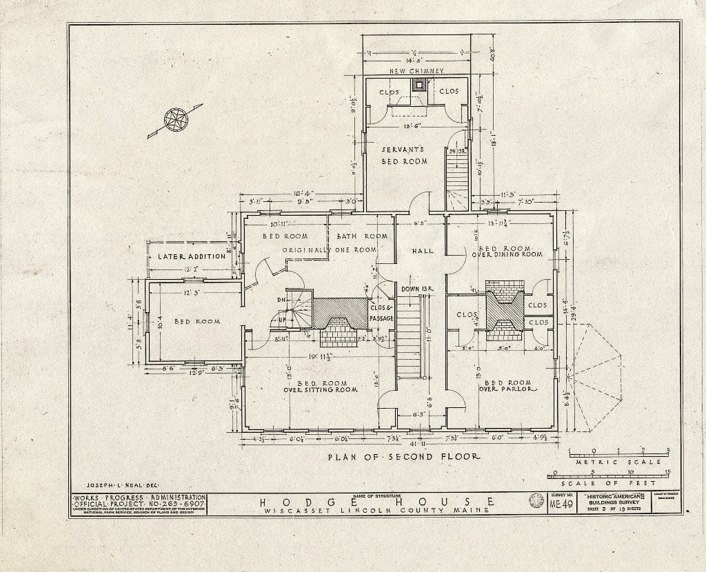Blueprint HABS ME,8-WISC,5- (Sheet 3 of 19) - Hodge House, Hodge Street & Route 1, Wiscasset, Lincoln County, ME