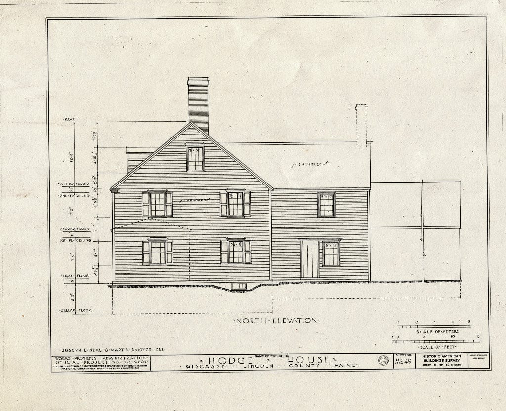 Blueprint HABS ME,8-WISC,5- (Sheet 8 of 19) - Hodge House, Hodge Street & Route 1, Wiscasset, Lincoln County, ME