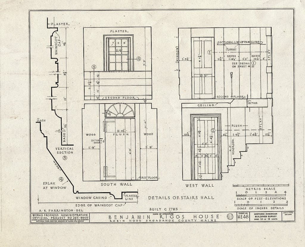 Blueprint HABS ME,12-ROB,1- (Sheet 10 of 19) - Benjamin Riggs House, Riggs Cove, Robinhood, Sagadahoc County, ME