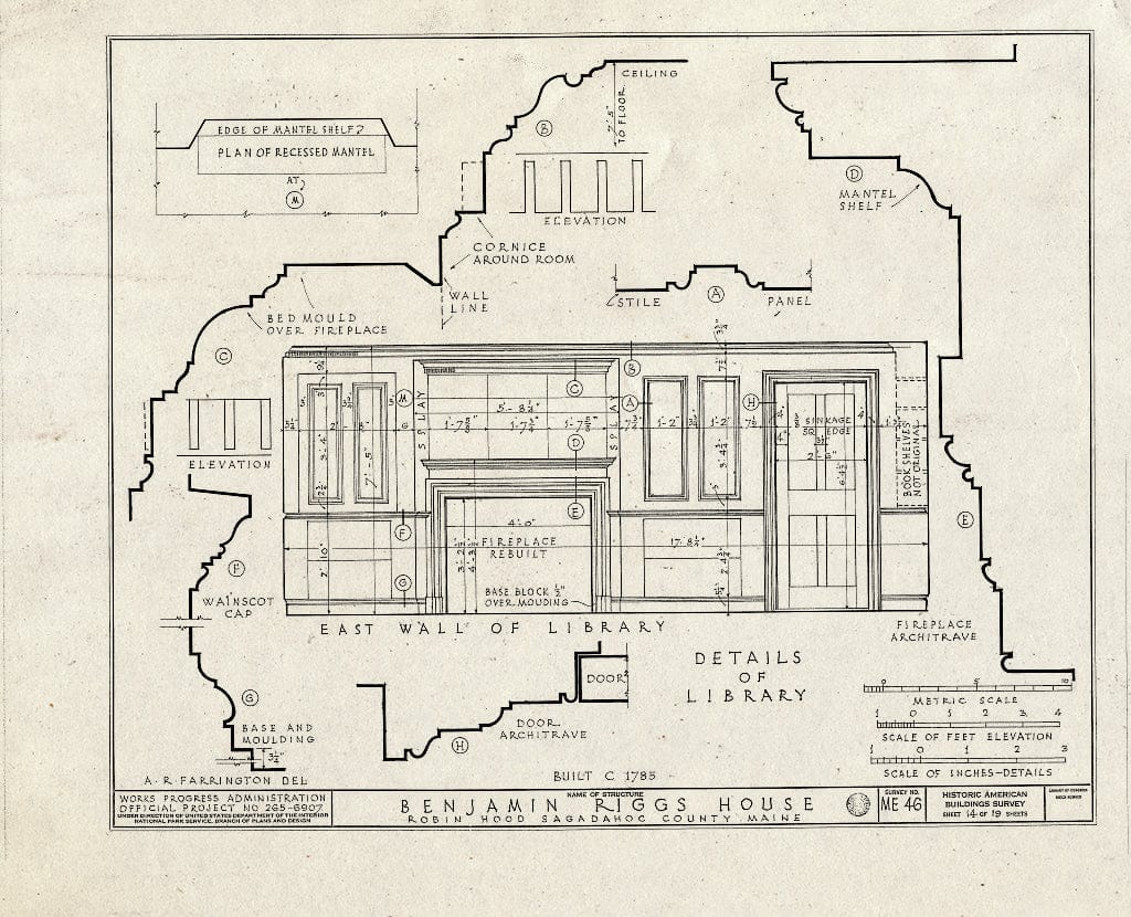 Blueprint HABS ME,12-ROB,1- (Sheet 14 of 19) - Benjamin Riggs House, Riggs Cove, Robinhood, Sagadahoc County, ME
