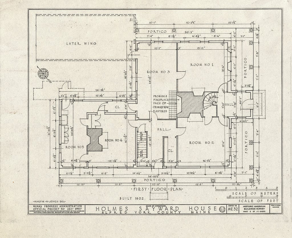 Blueprint HABS ME,16-ALF,1- (Sheet 2 of 17) - Holmes-Sayward House, West Side of U.S. Route 202 (State Route 4), Alfred, York County, ME