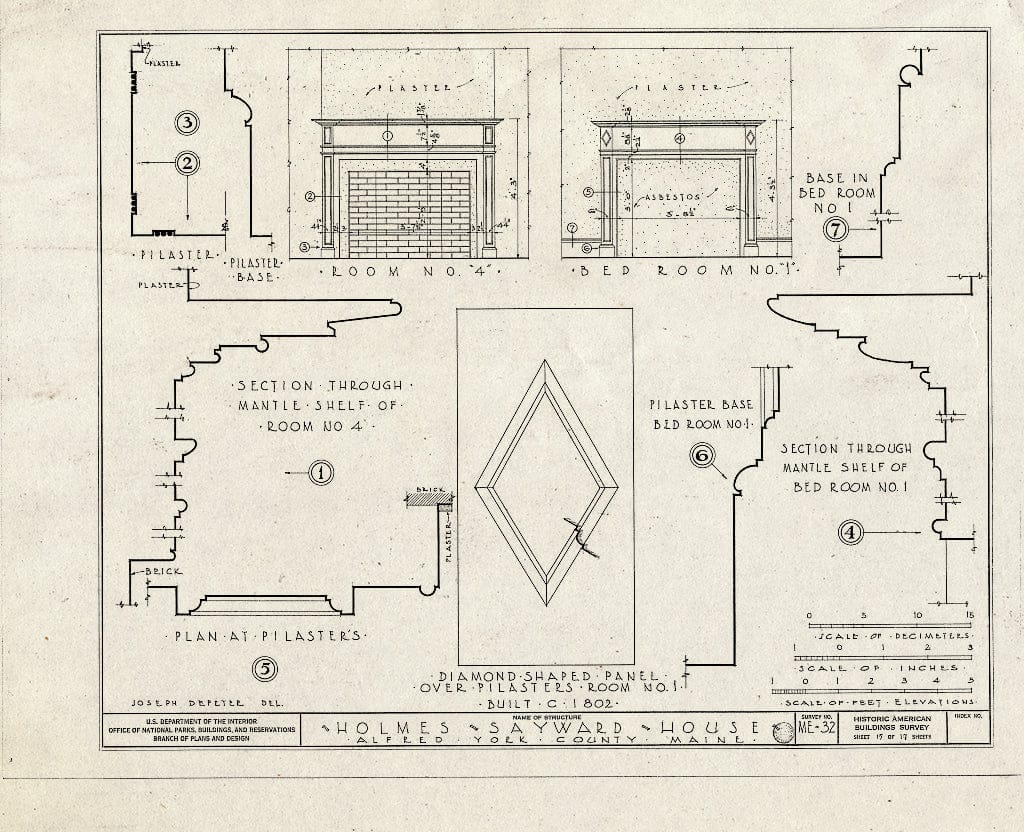 Blueprint HABS ME,16-ALF,1- (Sheet 15 of 17) - Holmes-Sayward House, West Side of U.S. Route 202 (State Route 4), Alfred, York County, ME