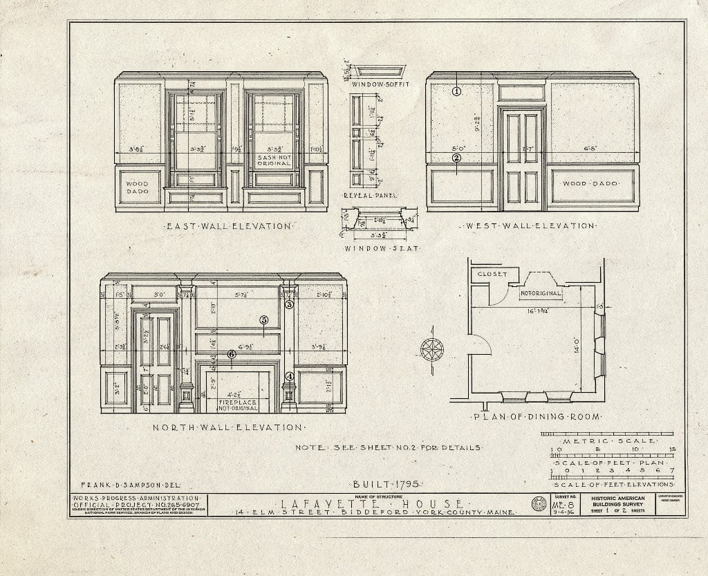 Blueprint HABS ME,16-BID,2- (Sheet 1 of 2) - Lafayette House, 14 Elm Street, Biddeford, York County, ME