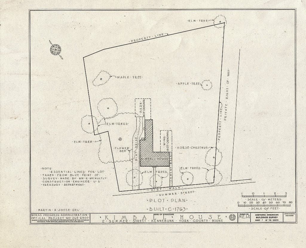 Blueprint HABS ME,16-Ken,4- (Sheet 1 of 16) - Kimball House, 2 Summer Street, Kennebunk, York County, ME