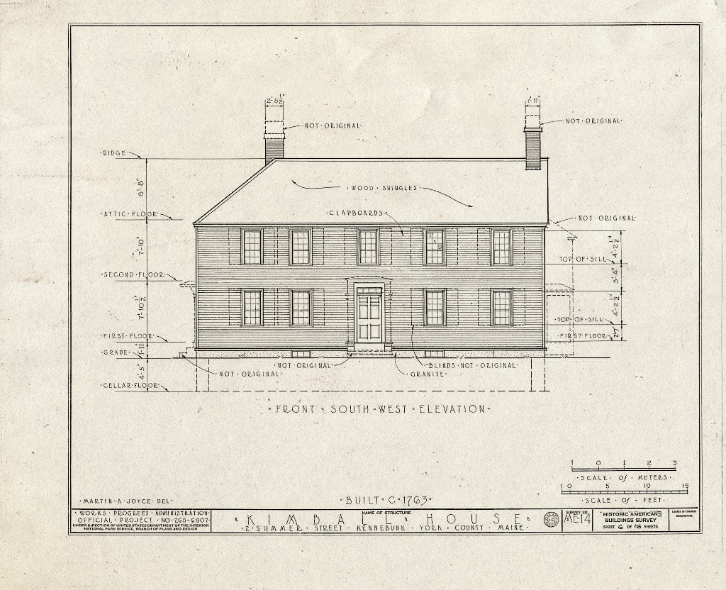 Blueprint HABS ME,16-Ken,4- (Sheet 6 of 16) - Kimball House, 2 Summer Street, Kennebunk, York County, ME