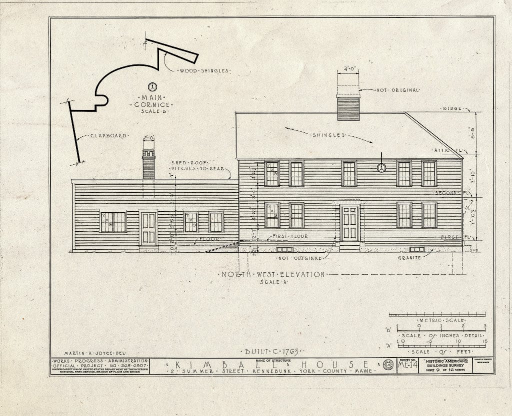 Blueprint HABS ME,16-Ken,4- (Sheet 9 of 16) - Kimball House, 2 Summer Street, Kennebunk, York County, ME