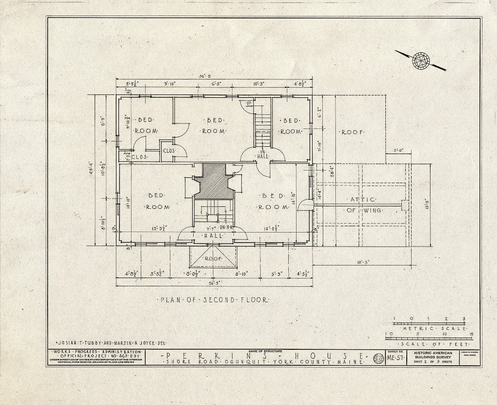 Blueprint HABS ME,16-OGU,1- (Sheet 2 of 9) - Perkins House, Shore Road, Ogunquit, York County, ME