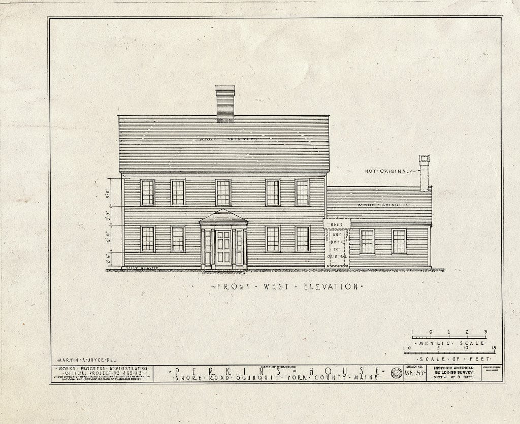 Blueprint HABS ME,16-OGU,1- (Sheet 4 of 9) - Perkins House, Shore Road, Ogunquit, York County, ME